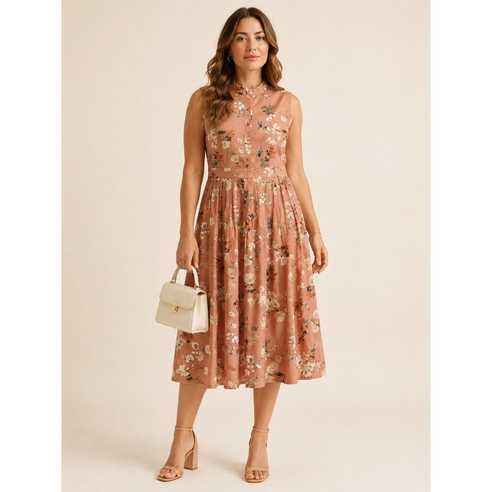 Antonio Melani Cotton Floral Midi‎ Shirtdress Sleeveless Coquette Preppy 14